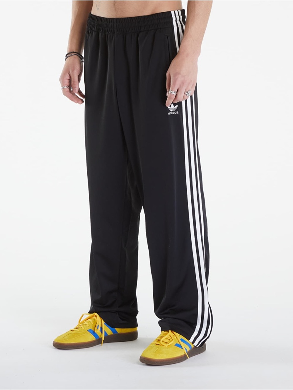adidas Black Track Pants with White Three-Stripes